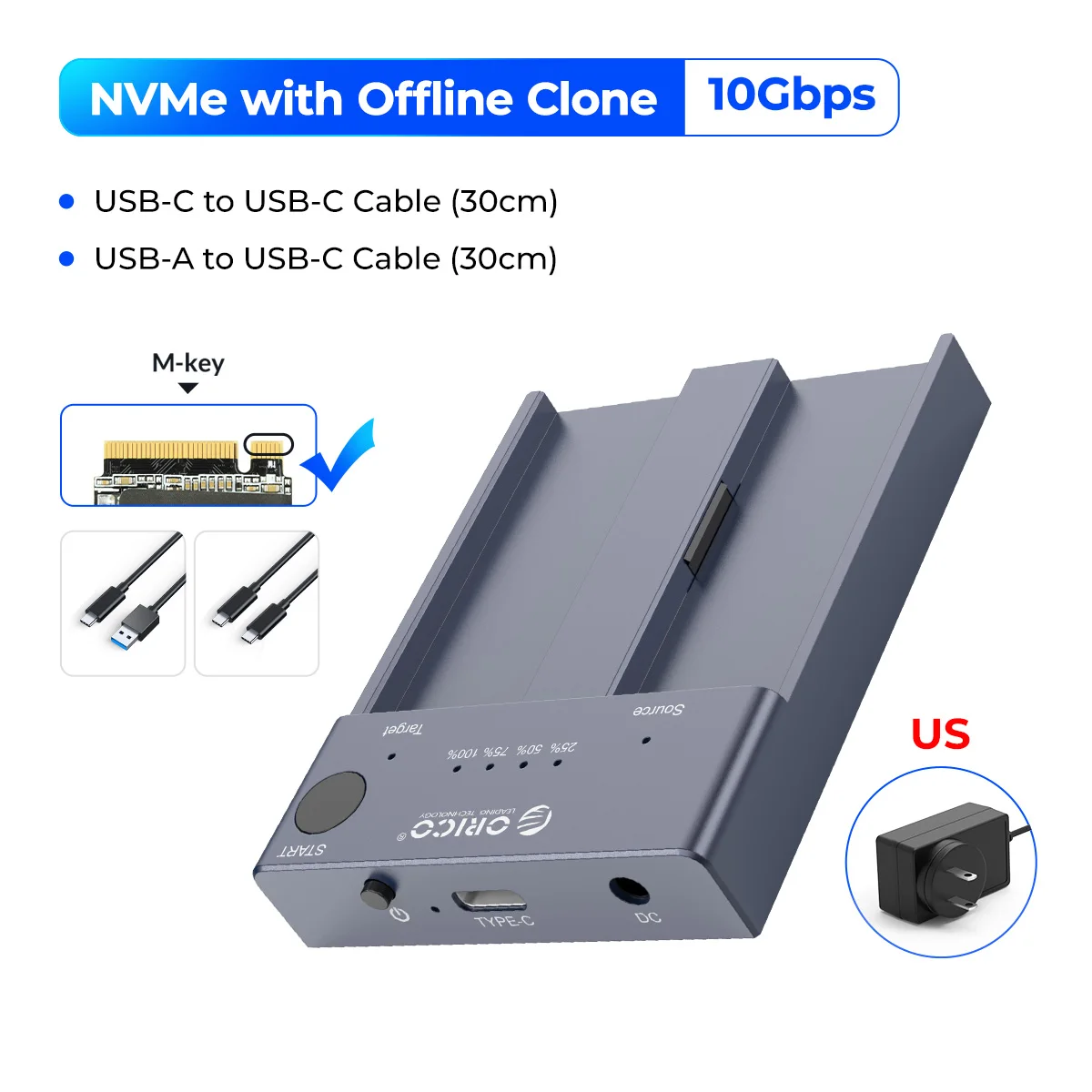 ORICO M.2 NVMe SSD クローンデュプリケーター Amazon.com: ORICO Dual-Bay M.2 NVMe Cloner USB C to NVMe