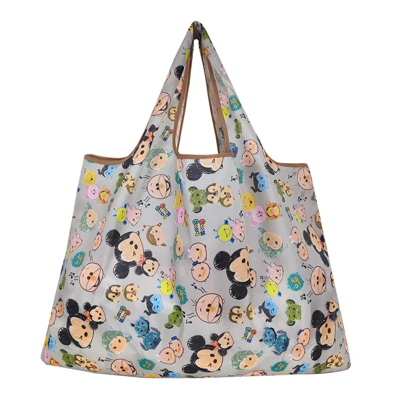 

Disney Stitch Tote Bags Mickey Mouse Anime Large Capacity Shopping Bags Folding Storage Bag Handbags Environmental Friendly