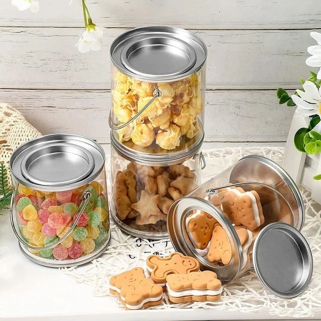 12pcs Transparent Empty Paint Cans Cylinder Paint Bucket Containers With  Lids Handle For Candy Cookies Hot Sale - AliExpress