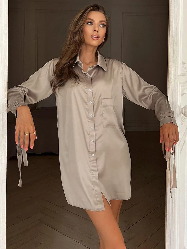 

Пижама женская с длинным рукавом и отложным воротником, цвета хаки