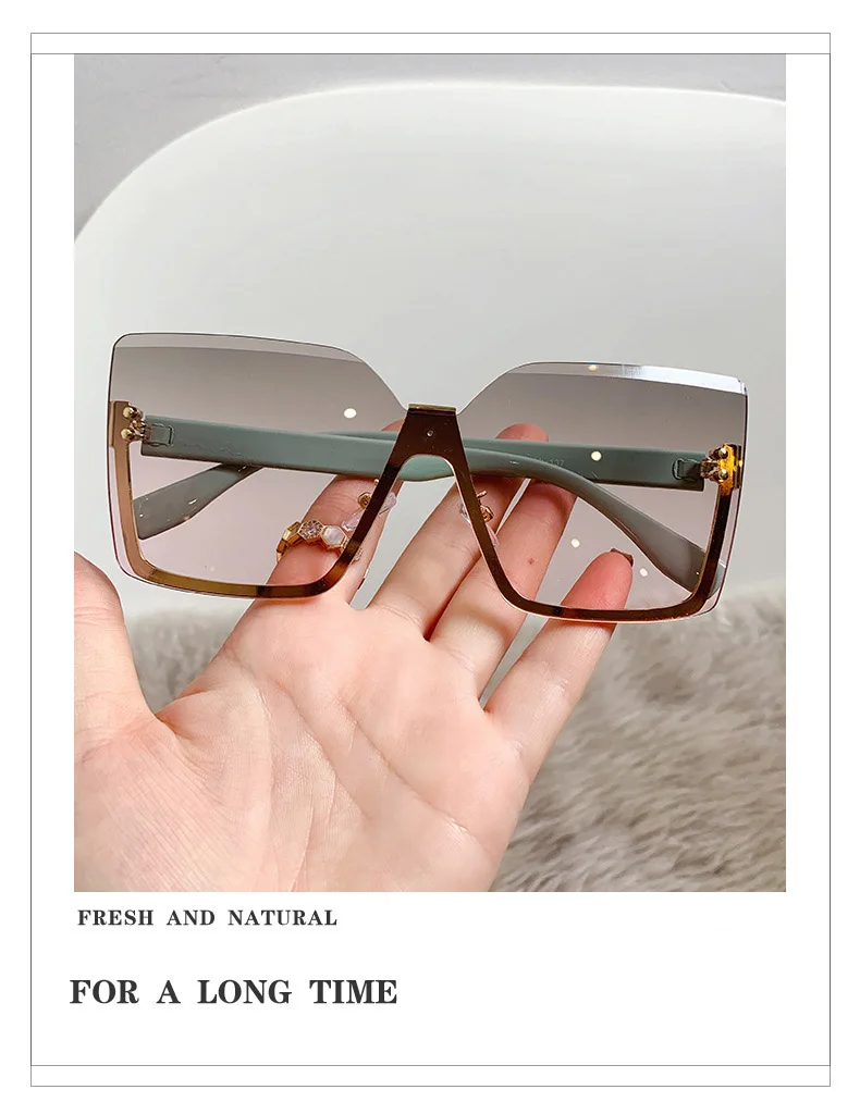 Neue europäische und amerikanische Stil Halb rahmen Metall Sonnenbrille Mode schlanke Damen Sonnenbrille Anti-UV-Brille – Detail 1