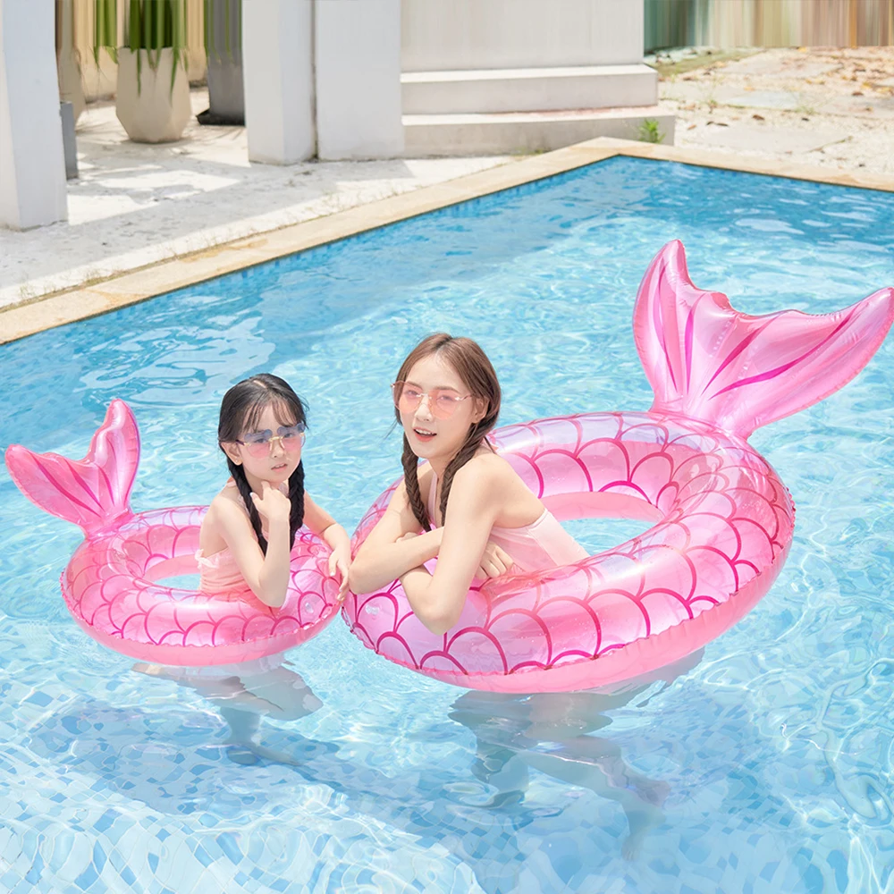 Inflatable Pool Float Swimming Ring for Adult Kids Mermaid With Backrest Swimming Mattress Floating Ring Pool Toy Water Supplies