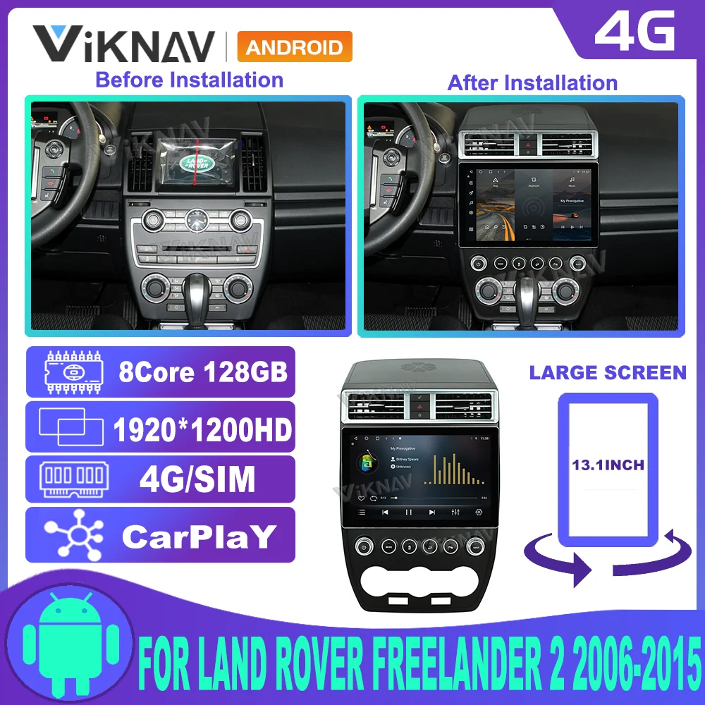 

13.6 Inch Car Radio Android 12 Auto For Land Rover Freelander 2 2006-2015 Tesla Style GPS Multimedia Navigation Stereo CarPlay