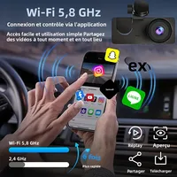 Caméra de tableau de bord 2/3 canaux pour voiture, boîte noire, WiFi DVR HD 1080P, vidéo avant intégrée et arrière avec Vision nocturne IR, accessoires de voiture 3