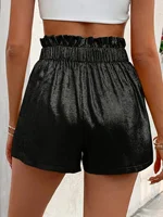 Women's Oversized Woven Solid Color Casual Shorts Comfortable Loose Fit High Waist Knee-Length Summer Fashion - Image 2