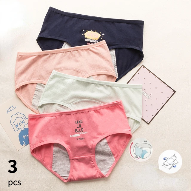 Girls Menstrual Underwear Cute Printed Leakproof Period Knickers Panties  Briefs