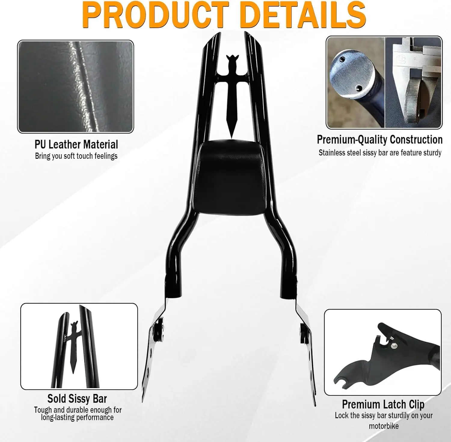 Sissy Bar Backrest For Harley Fatboy 2018-2025, Detachable