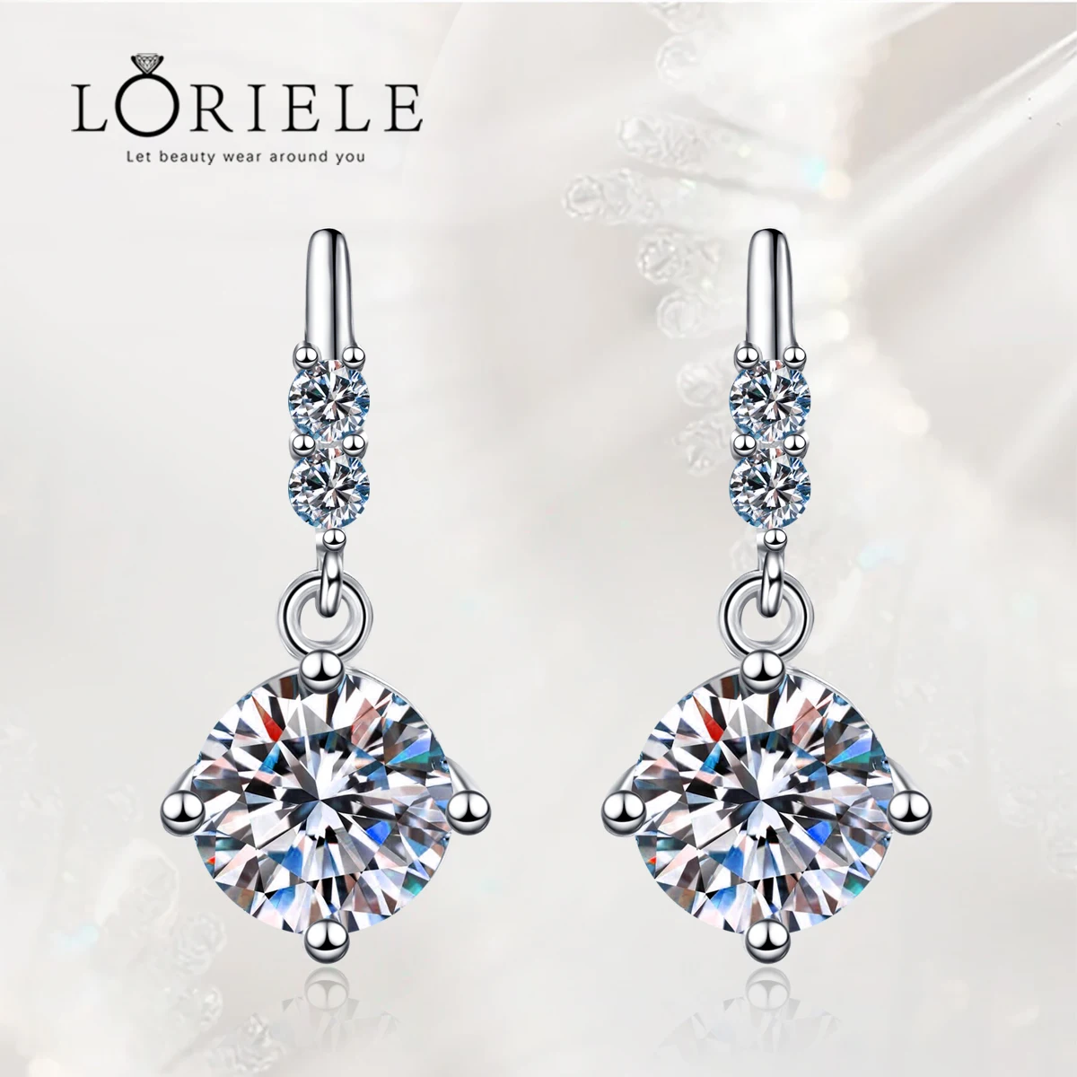 

LORIELE 925 Sterling Silver Earrings 100% GRA Moissanite Diamonds Gemstone Wedding Enagement Dangle Ear Hook Earrings Fine Jewel