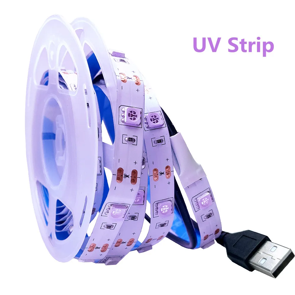 

УФ светодиодная лента, 5 В, USB 5050, 0,5 м, 1 м, 2 м