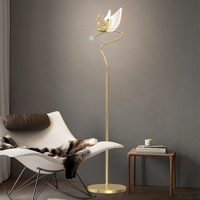 

Postmodern Nordic Light Luxury Floor Lamp Living Room Hotel Bedroom Bedside Lamp Simple Modern Study Room Swan Lighting Lighting