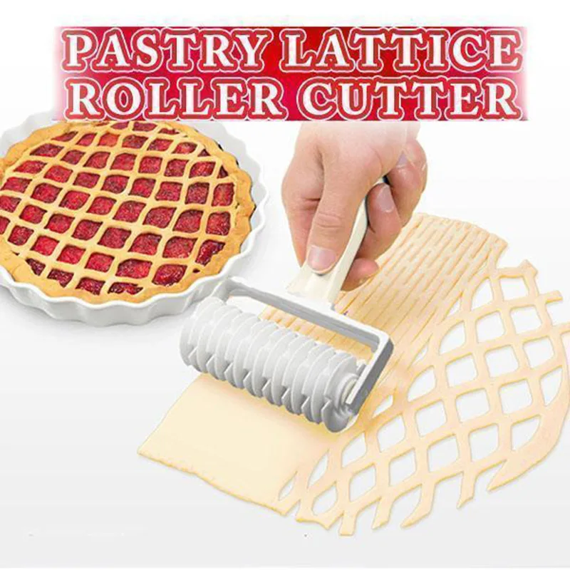 Roller Cutter Pie Pizza Cookie Cutter Pastry Plastic Baking Tools Bakeware Embossing Dough Roller Lattice Craft 1PC dough cutter,pizza cutter