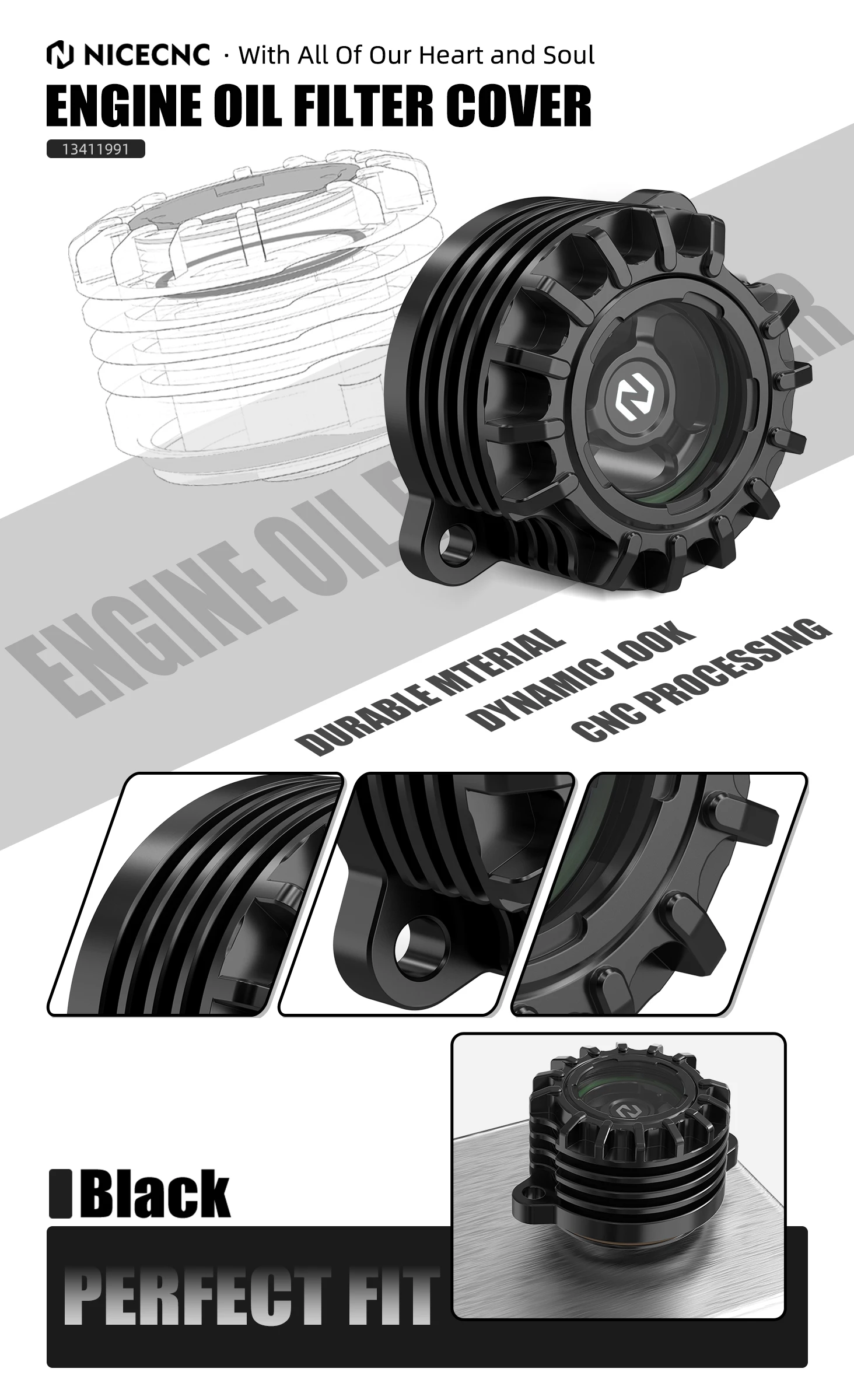 Für 2012–2024 KTM 690 SMC R690 SMCR Ölfilterabdeckung Motorrad Rippenkühlung Ölfilterkappe für KTM 690 Enduro R 2009–2024 – Detail 2