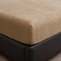 Drap-housse en velours épais, couleur unie, doux, chaud, antidérapant, housse de matelas, protection réglable, drap de lit doux avec élastique, 1 pièce 3