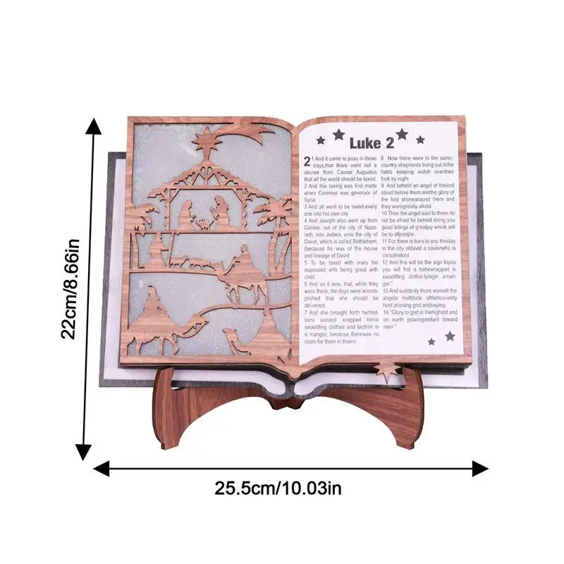 Christmas Nativity Scene 3D Christmas Decoration Book Rest Multifunctional Display Stand Jesus Birth Scene Figurine With Light