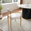 Boucle Dining Chairs Set of 2, Modern Armchairs with Wood Grain Metal Legs for Kitchen, Living Room, Restaurant 4