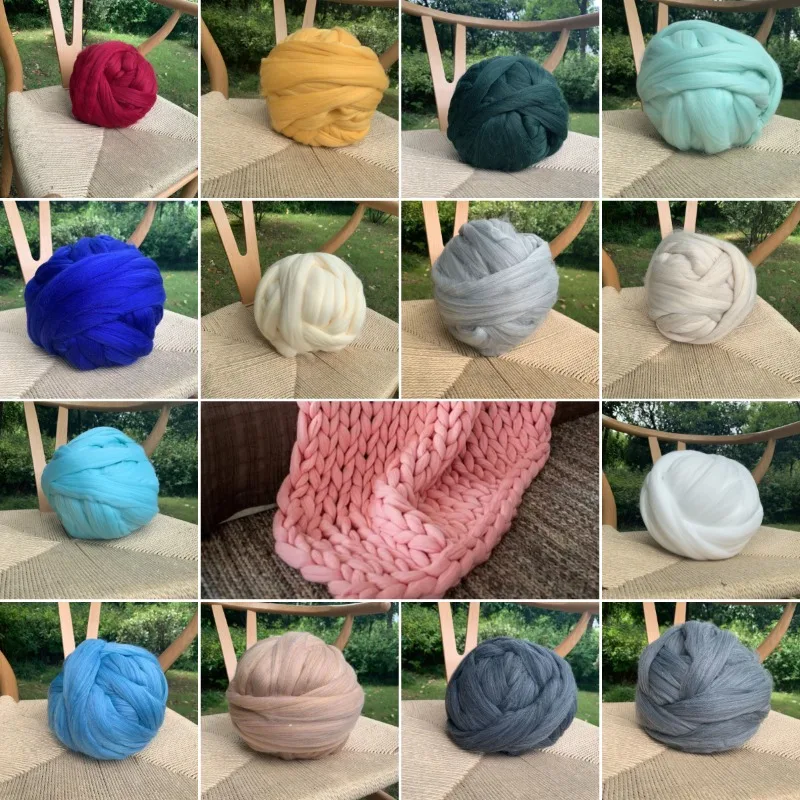 1KG 볼형 소프트 메리노 울얀 DIY 암로빙 뜨개질 담요용 두꺼운 청키얀 핸드 니트 스피닝 크로셰얀