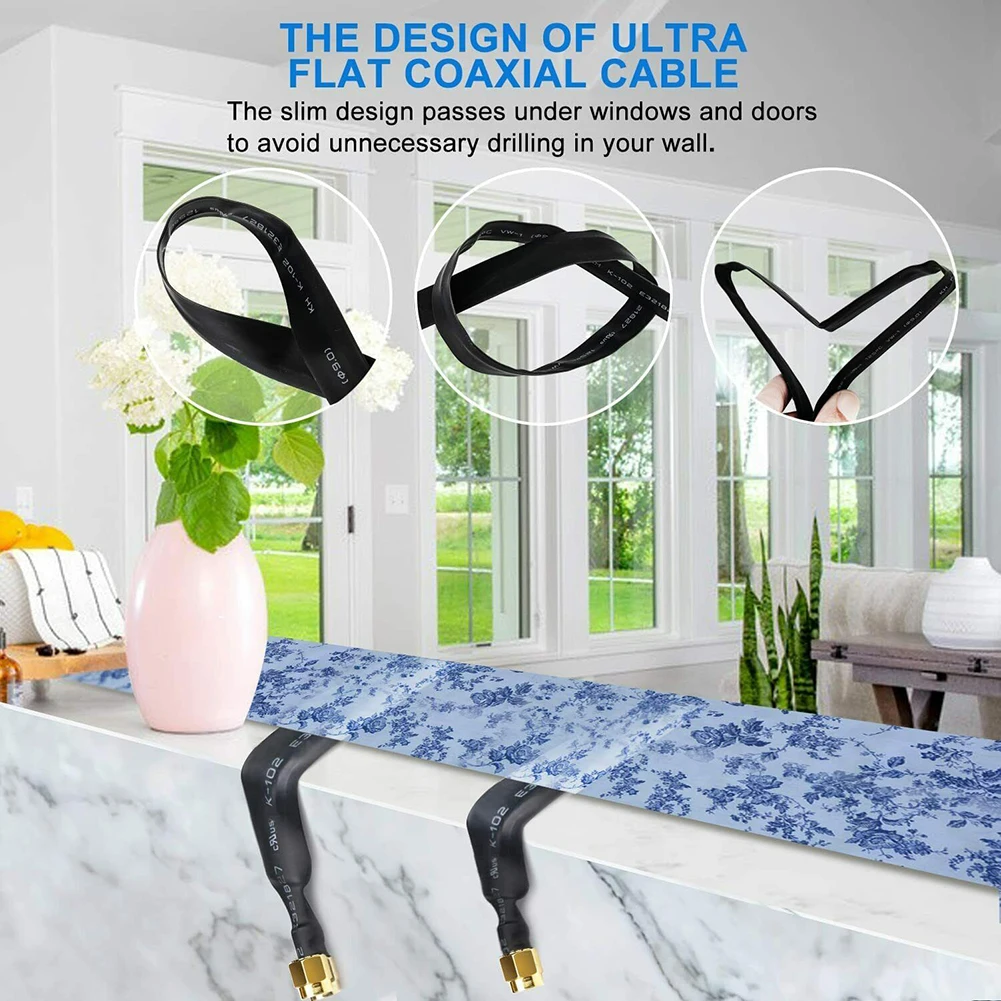 Antenna Adapter Cable Coaxial Pigtail 70cm Helium Hotspot Miner Antenna Flat-Window Door Feed Thru Coaxial Cable Compatible With 802.11ac 802.11n 802.11b WiFi