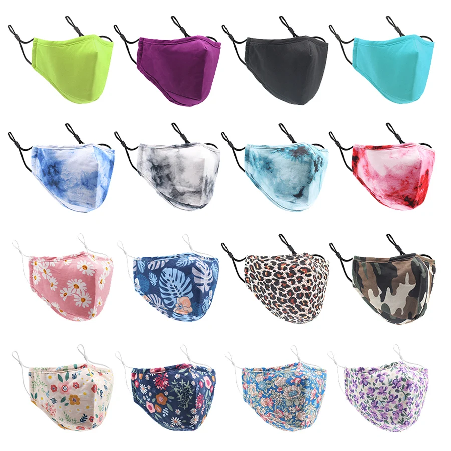 3 Layer Cotton Face Mask Solid Color Washable Fashion Masks Adult Reusable Men Women Mouth Cover face mask cotton face mask