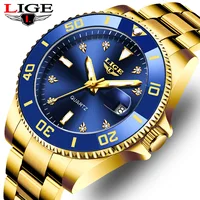 LIGE Fashion Men Watches Luxury Luminous Calendar Man Watch Business Waterproof Chronograph Stainless Steel Quartz Wristwatches