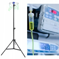 Portable IV Pole Drip Bag Stand Height Adjustable Foldable IV Pole 4 Hooks 3 Legs Aluminum Alloy for Hospitals Clinics 1