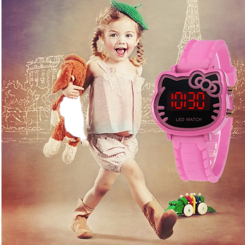 MINISO Hello Kitty Cute Cartoon Electronic Watch Child Primary School Students Girls Waterproof Kids Watches Women Gifts 2