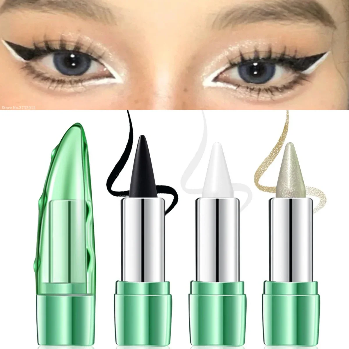 Waterproof Solid Eyeliner Gel Pencil Long Lasting Matte Black White Champagne Color Gel Eye Liner Eyeshadow Pen Makeup Cosmetics 3