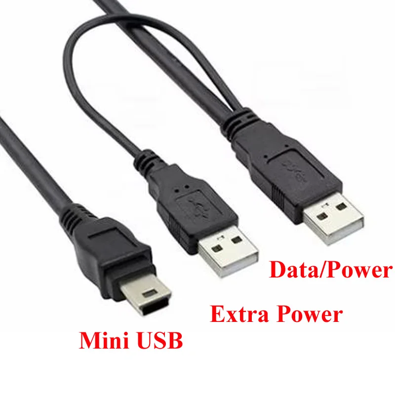 USB Cable Supply 0.6M USB 2.0 3.0 dual USB male to Micro Mini A B C male portable storage device cable with power supply