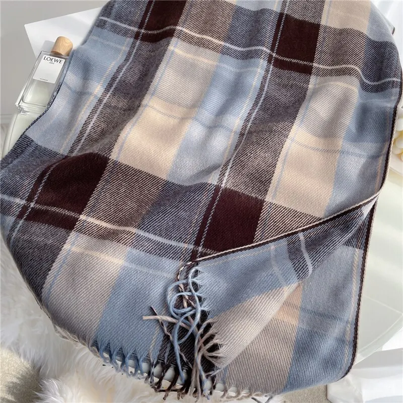 Printed Cashmere Scarf Plaid Travel Shawl Wrap