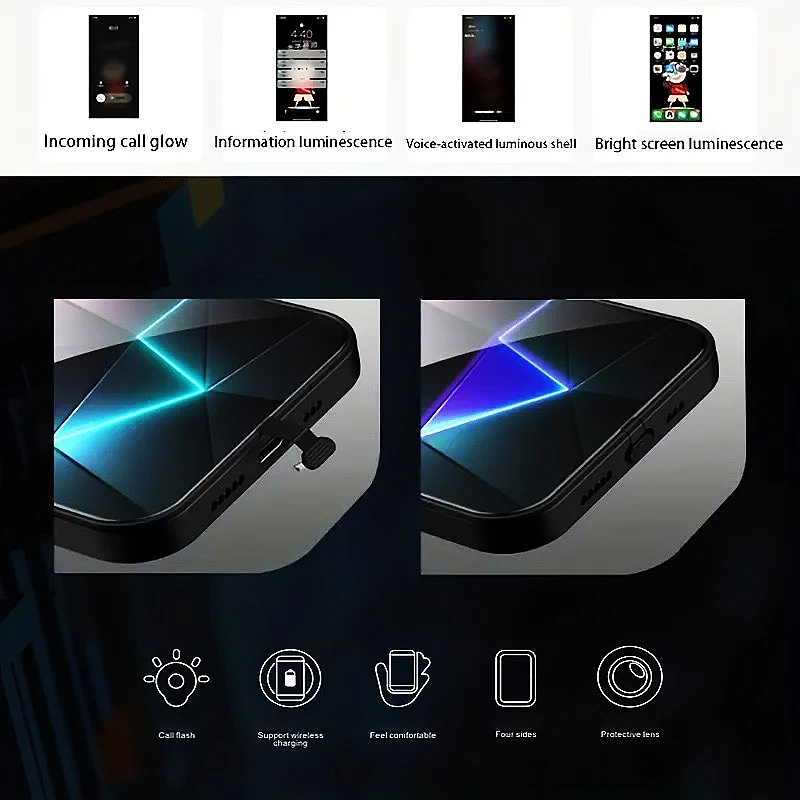 Luminous Geometry LED Phone Case with Voice Control Glow Shell