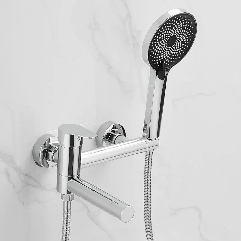 Description Picture 3 of itemBrushed Gold Bathtub Shower Set Wall Mounted Rotatable Gray Bidet Bathroom Bath & Mixer Tap