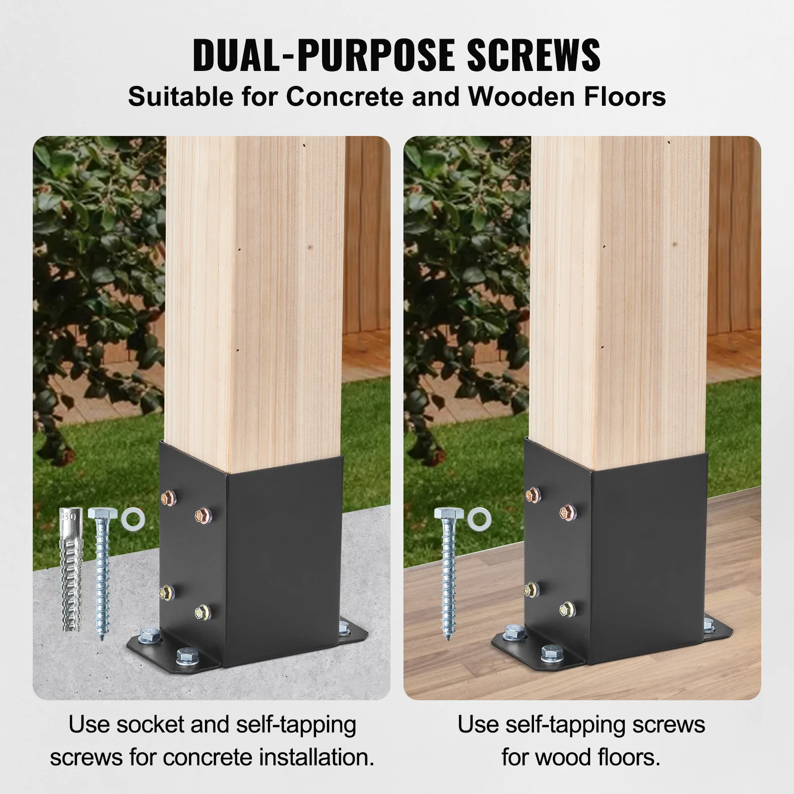 VEVOR Post Base 10Pcs Inner Size 3.6x3.6Post Brackets Anchor Matte Brackets for Pavilion Deck Railing Support Deck Base Plate