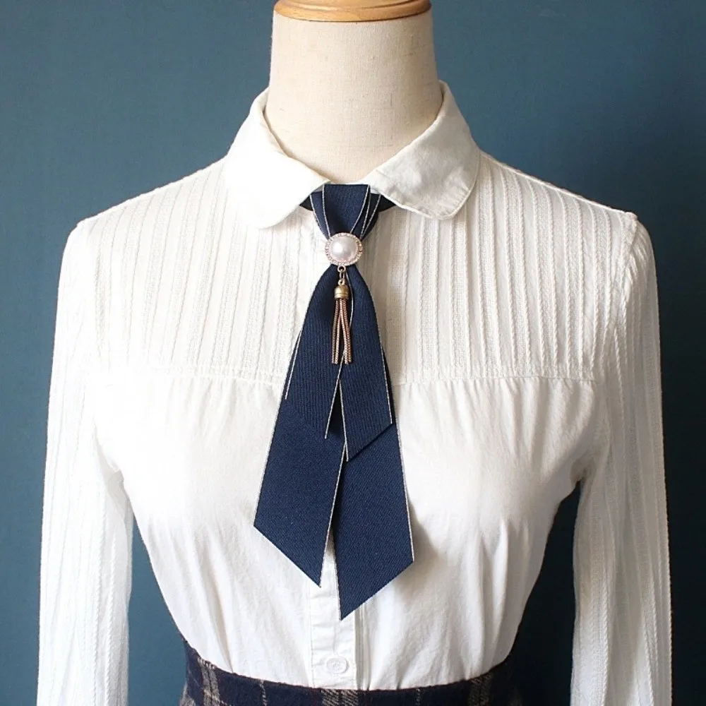 Unisex Vintage Stoff-Fliege mit Perlen, Verstellbare Britische Fliege, Handgefertigte Halsdekoration, Hemdkragen-Krawatte – Detail 6