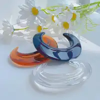 New Big Transparent Resin Acrylic Cuff Open Bangles For Women Charm Irregular Moon Bracelets Indian Party Hyperbole Jewelry Gift 1