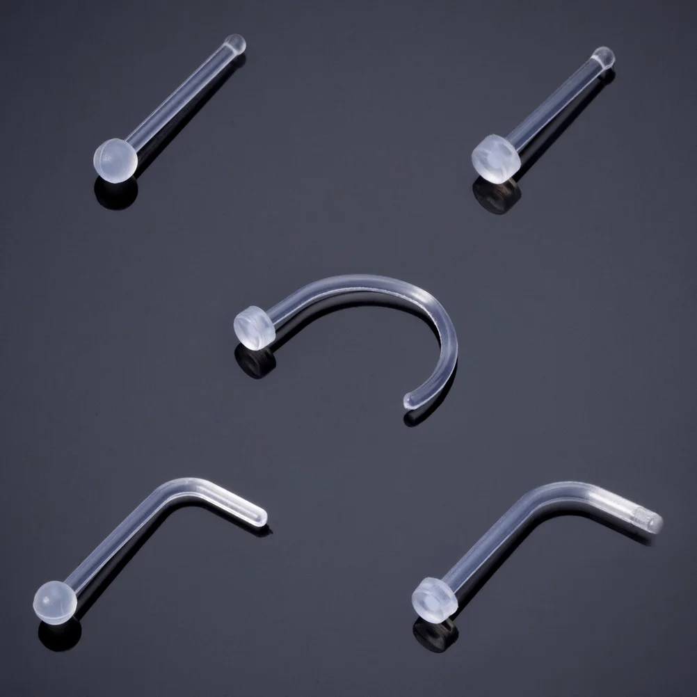 Clear Flexible Nose Ring Bioflex Nose Piercing Studs Acrylic Cartilage Earrings Body Jewelry 10pcs For Women Men 20G