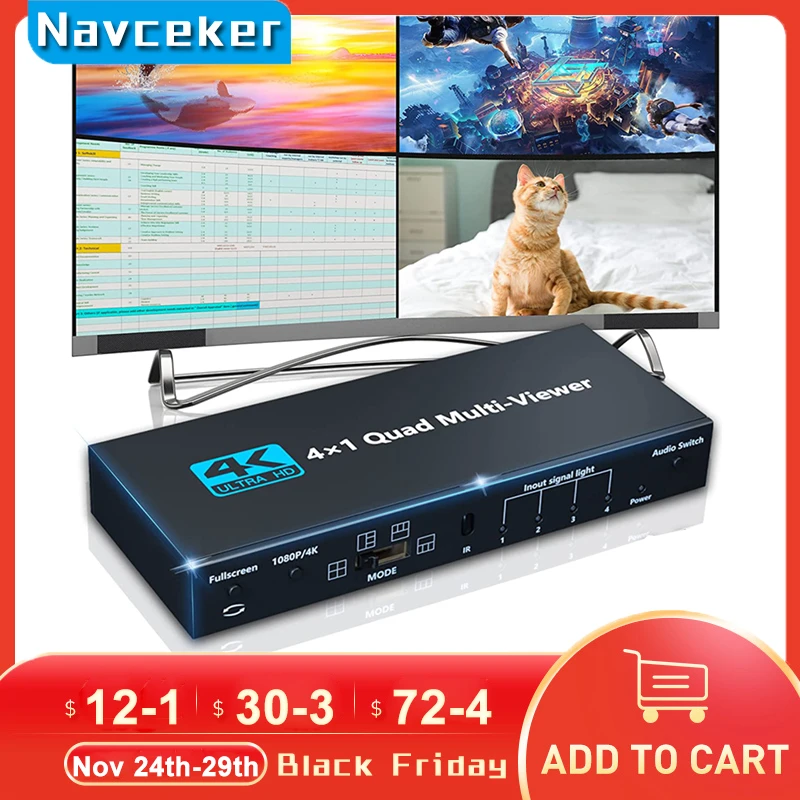 4K Hdmi-Compatibile Multiviewer 4X1 1080P Quad Screen Multi Viewer Hdmi Multi-Viewer Splitter Switcher Senza Cuciture Con Ir Per Pc