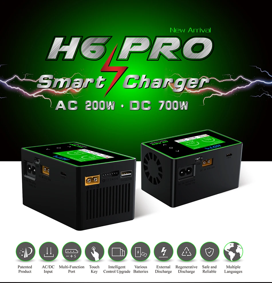 HOTA h6 Pro Duo AC 200 Вт DC 700 Вт 26A Мини-зарядное устройство 1-6S Lipo NiMh Li-ion Ni-Cd Цифровое радиоуправляемое балансное зарядное устройство Разрядное устройство