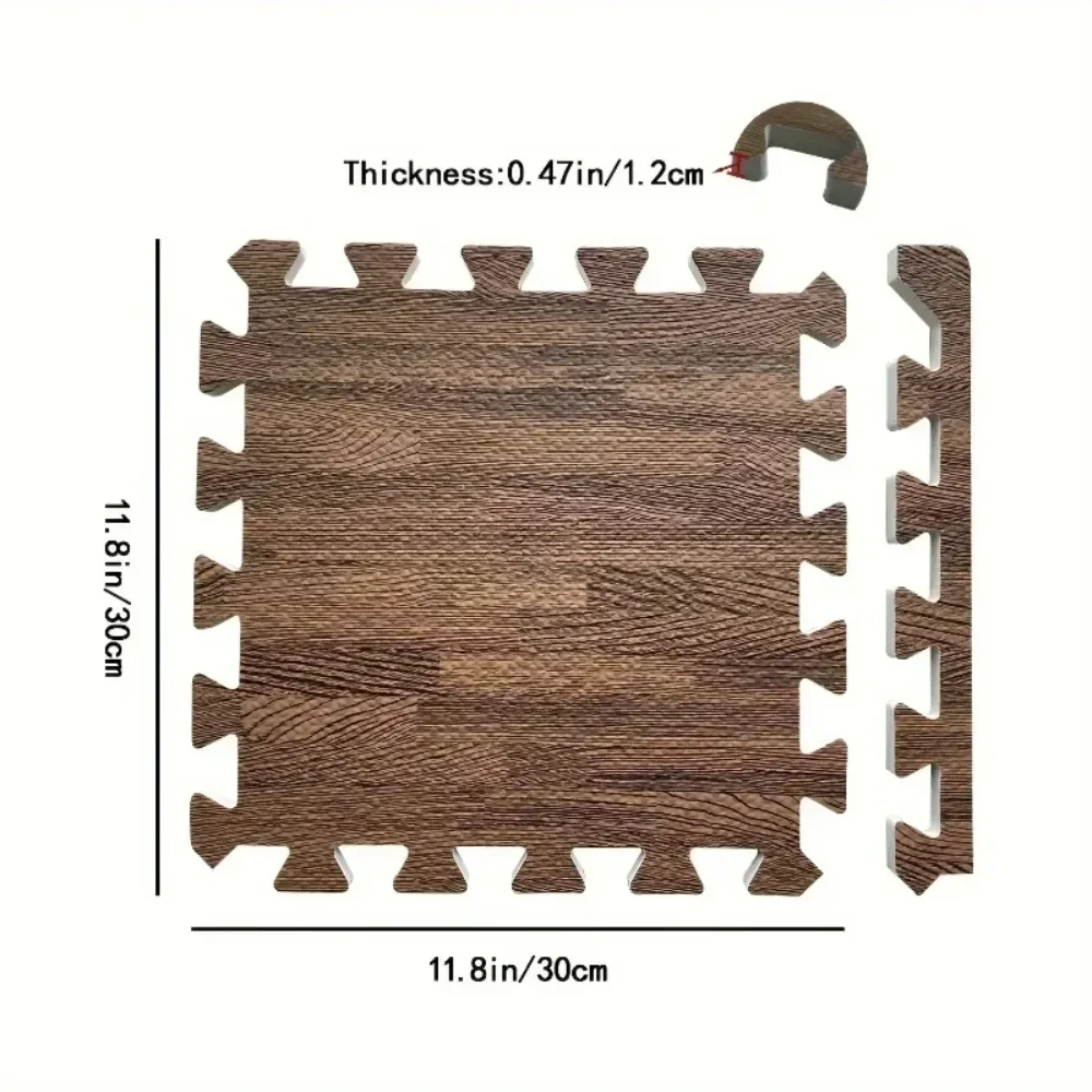 30*30cm Wood Grain Puzzle Floor Mat Eva Foam Interlocking Crawling Rug Crawling Mat Gym Puzzle Carpet,Thickening Floor Mats