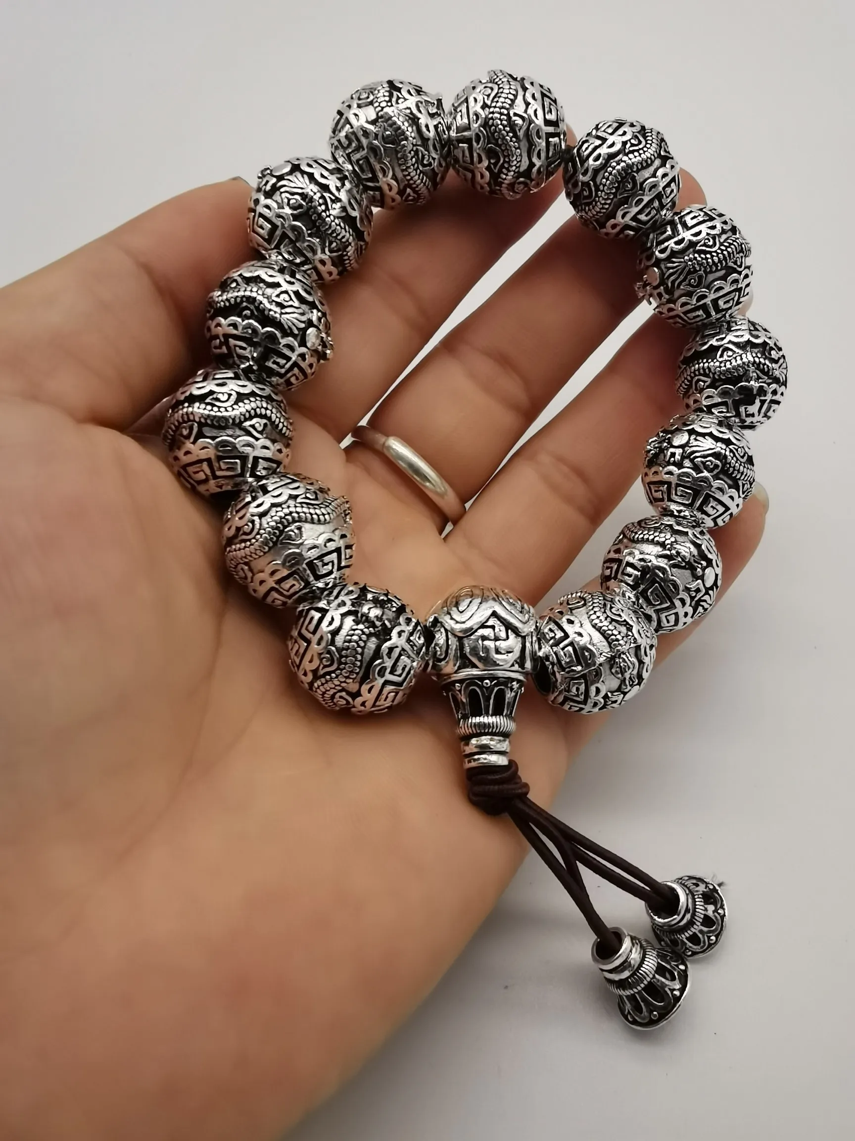 

China Elaborate Tibetan Silver Lucky “Auspicious”Bracelet/Necklace Metal Handicraft Decoration Home Decoration#2