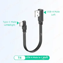 Ultra - Durable Double Elbow Type - C Charging Cable - Flexible, Super Flat, Short Line - 50CM (T4 USB A M to C M)