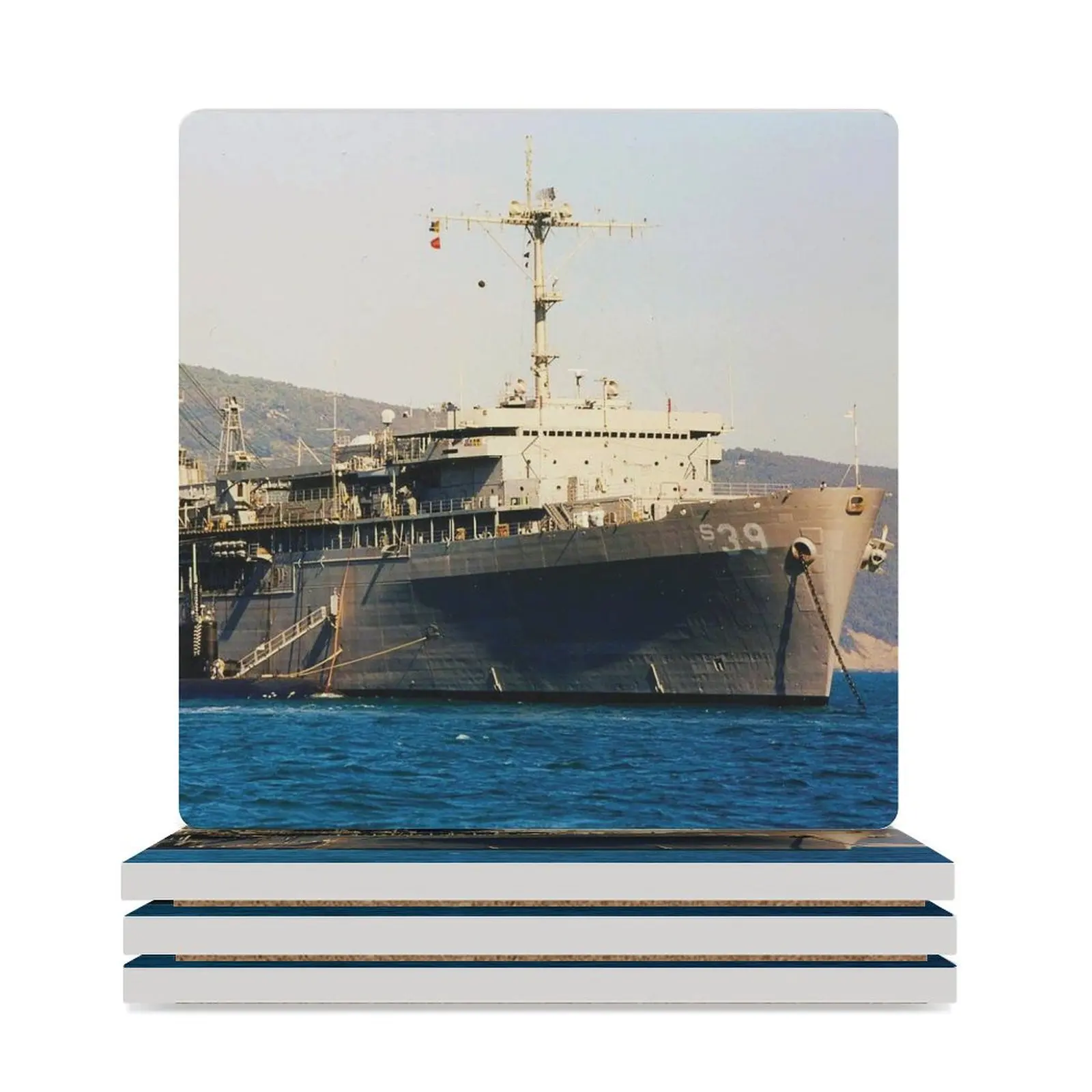 

USS EMORY S. LAND (AS-39) SHIP'S STORE Ceramic Coasters (Square) mug mat christmas tea plate Coasters