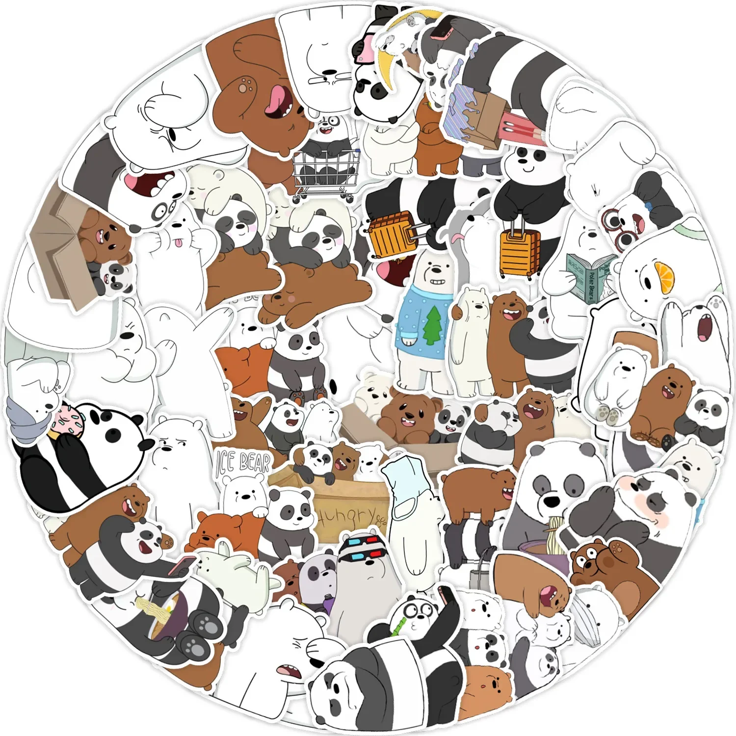 50pcs Three Cute Bears Graffiti Waterproof Sticker for Suitcase Car Computer Phone Tablet Helmet