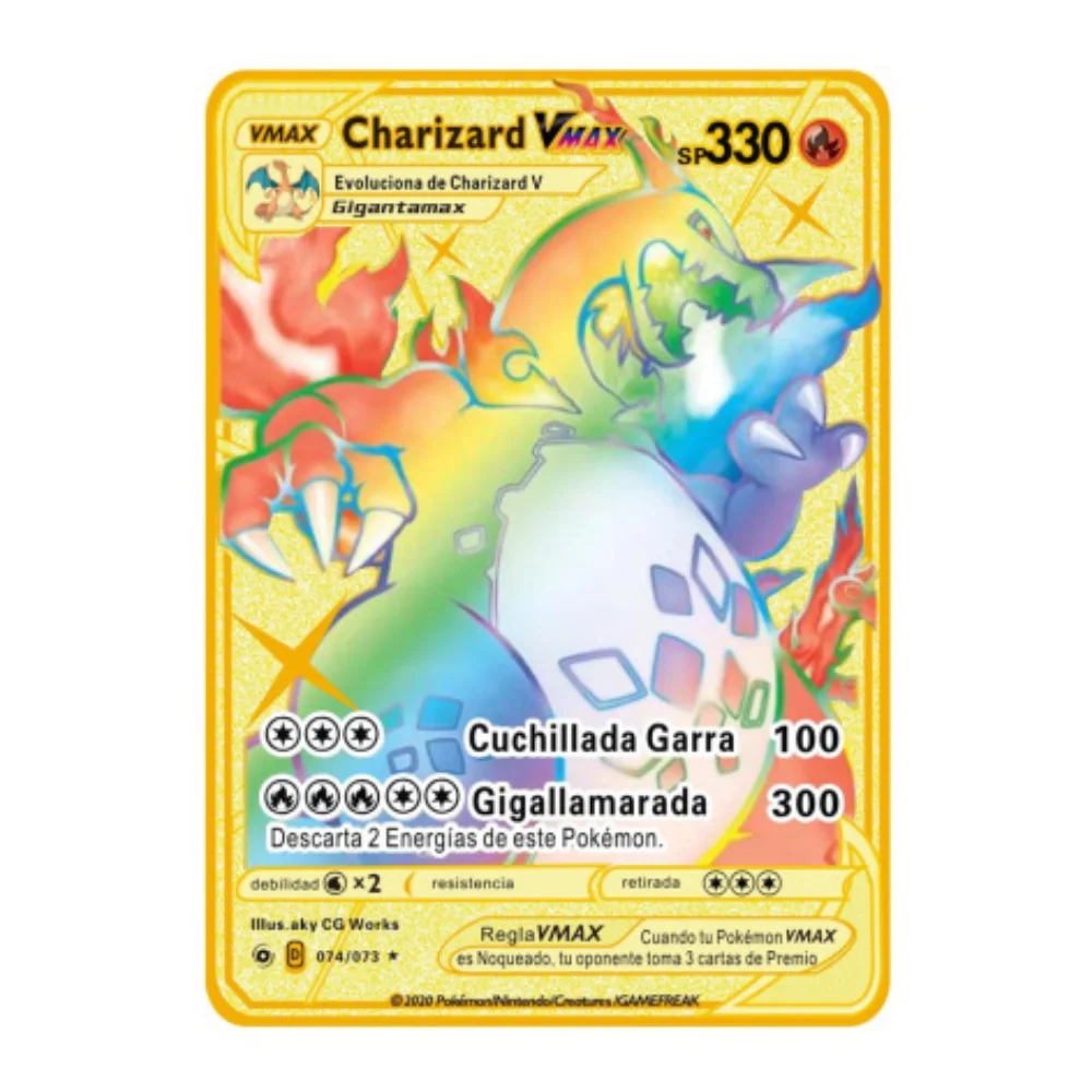 thumbnail image 1 of 2022Spanish Pokémon Cards Metal Letters Spanish Iron Cards Mewtwo Pikachu Gx Charizard Vmax Cartas Pokémon Vmax, 1 of 4
