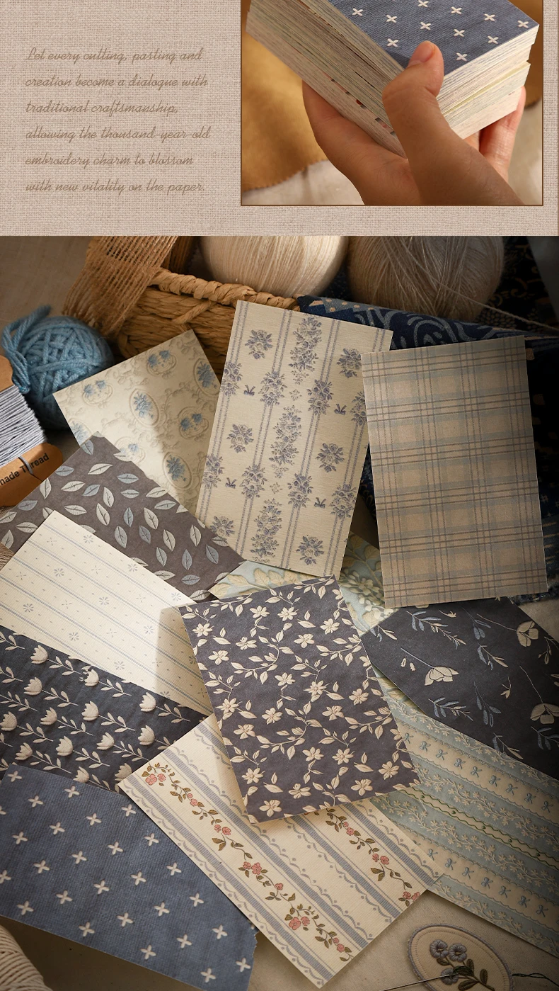 50 Stück Vintage Hintergrundpapier Blumenpapier DIY Scrapbooking Collage Schreibwaren Deko Tagebuch Bastelmaterial Set – Detail 5