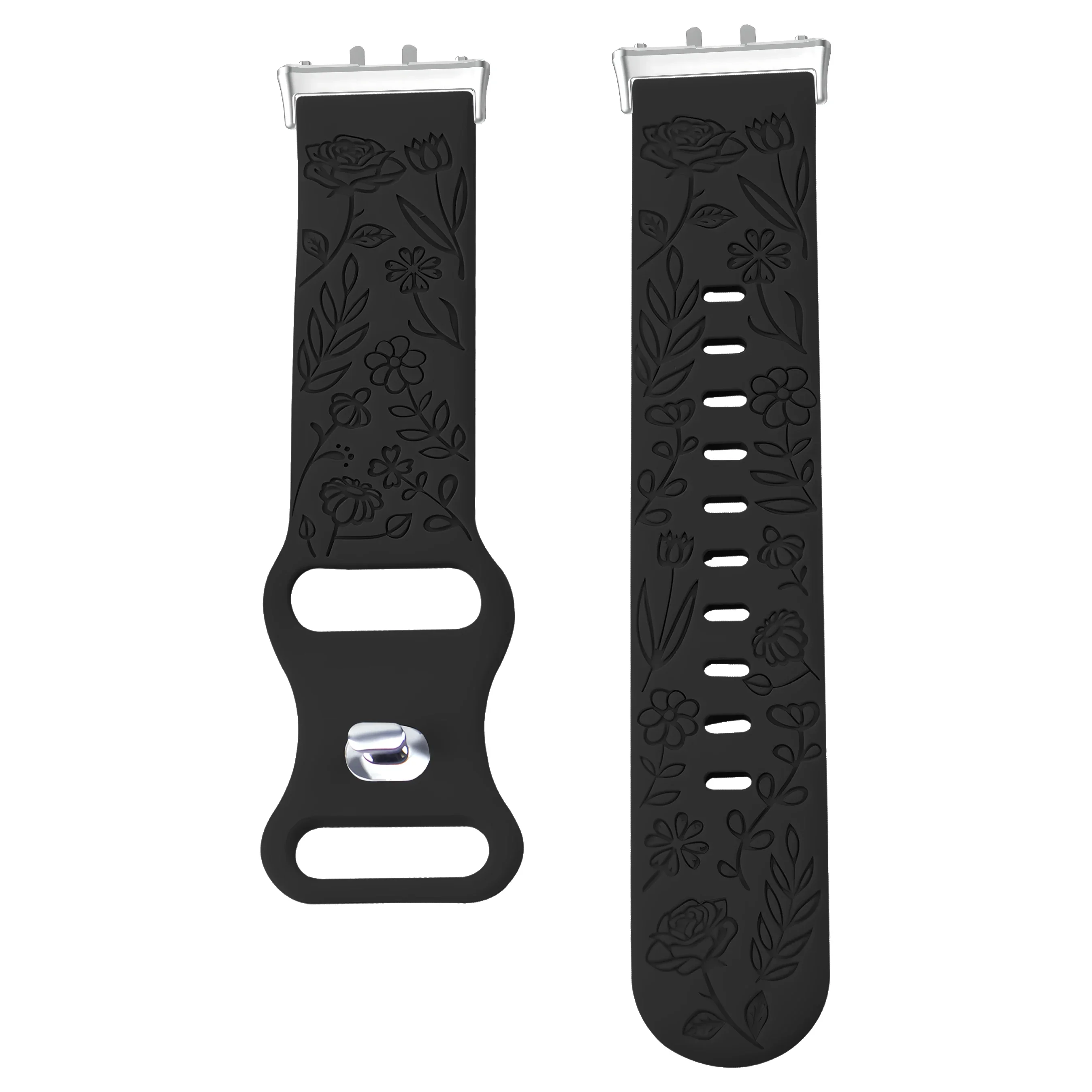 Floral Design Silicone Engraving Watch Strap Bracelet