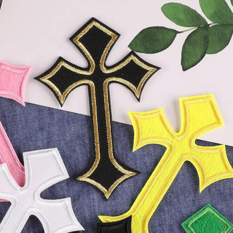 10-Piece Multi-Colored Cross Embroidery Patches for DIY Clothing Decoration