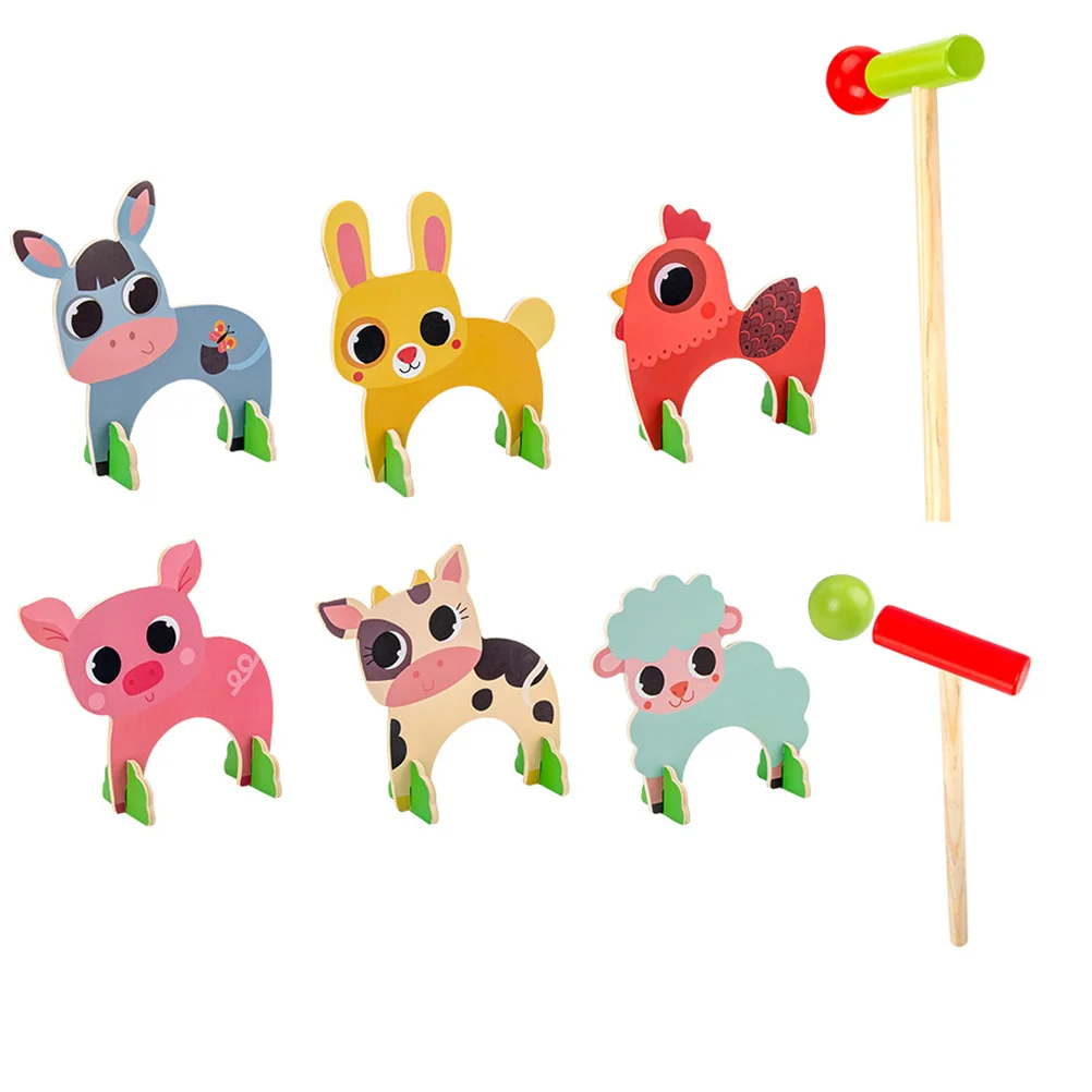 

1 kids croquet set Set Wooden Animals Croquet Set Toys Baseball Sports Games for Children Early Educational Game Toys Party