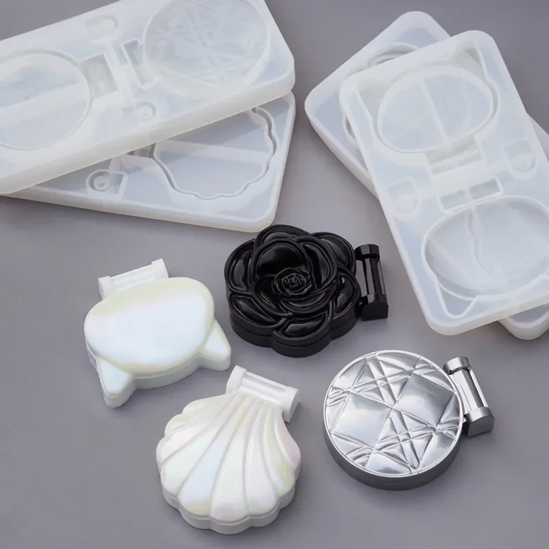 makeup mirror DIY Epoxy Resin Tray cat shell rhombic rose makeup folding mirror Storage Box Jewelry Cute Silicone Mold for resin