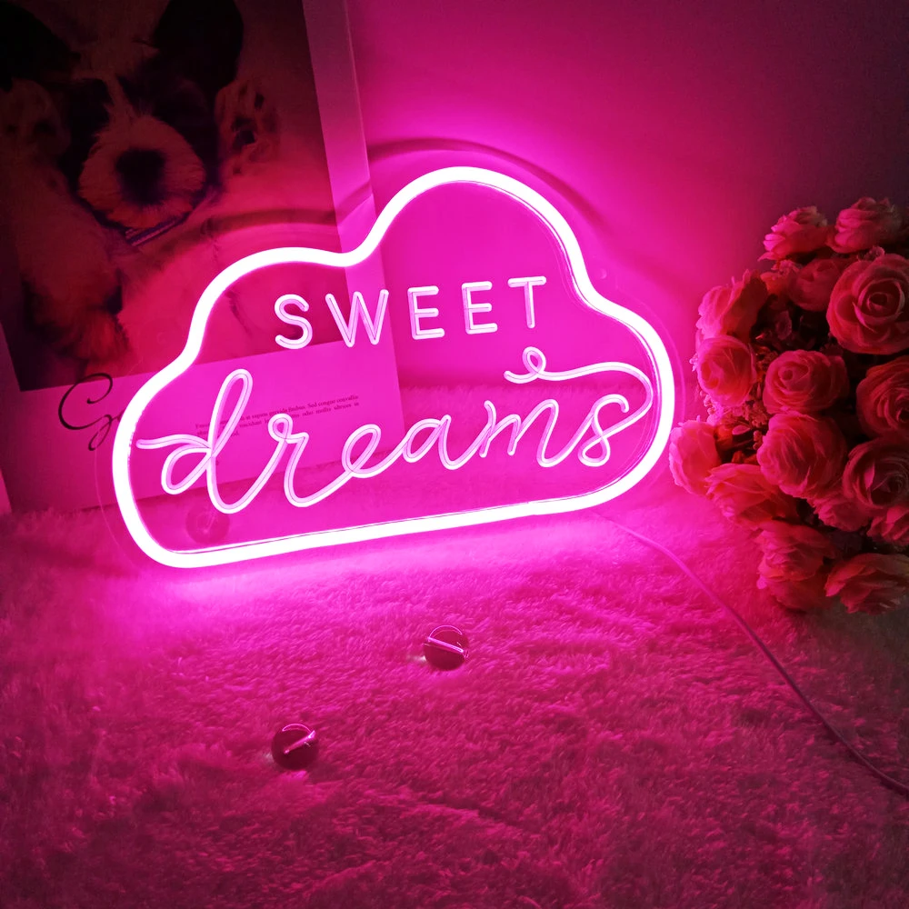 

Sweet Dream LED Neon Signs 12.2 X 7.87 inches Cloud Shape Home Decoration Lights for Bedroom Bar Club USB Connector with Dimmer
