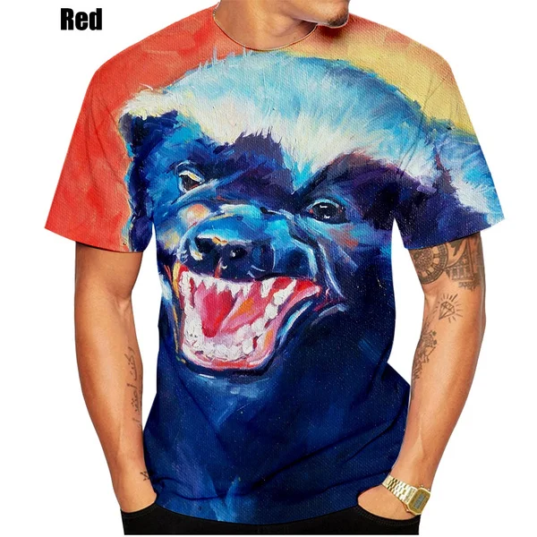 

2024 модная футболка с коротким рукавом с 3D принтом, Повседневная футболка с животным, африканским медом, барсуком, в стиле хип-хоп, рок, индивидуальная креативная футболка с круглым вырезом