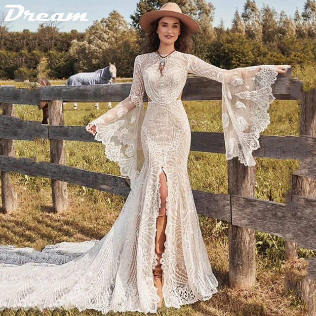 Robe de mariée bohème en dentelle découpée - Ma Robe Bohème